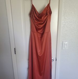 Rust Satin Bridesmaids dress